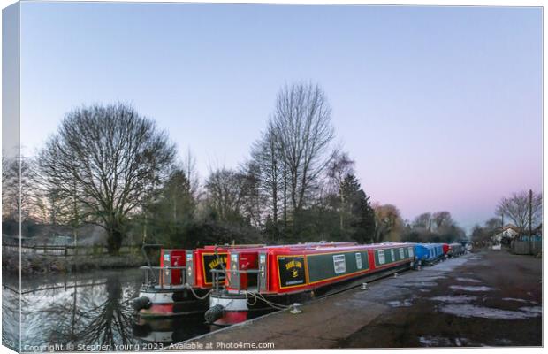 Narrow Boats Canvas Print by Stephen Young