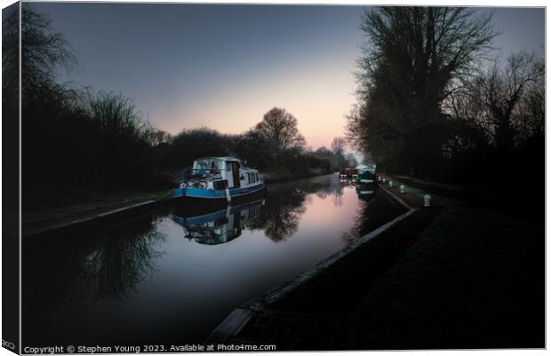 Kennet and Avon Canal Sunrise Canvas Print by Stephen Young