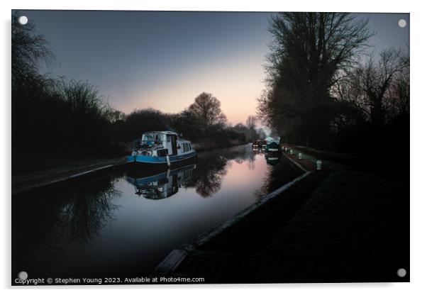 Kennet and Avon Canal Sunrise Acrylic by Stephen Young