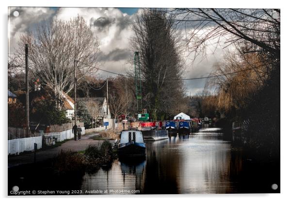 Mid Winter on the Kennet and Avon Canal Acrylic by Stephen Young