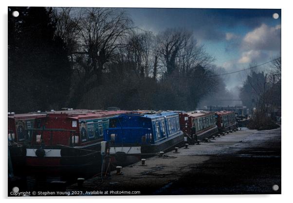 Winter on the Kennet and Avon Canal Acrylic by Stephen Young