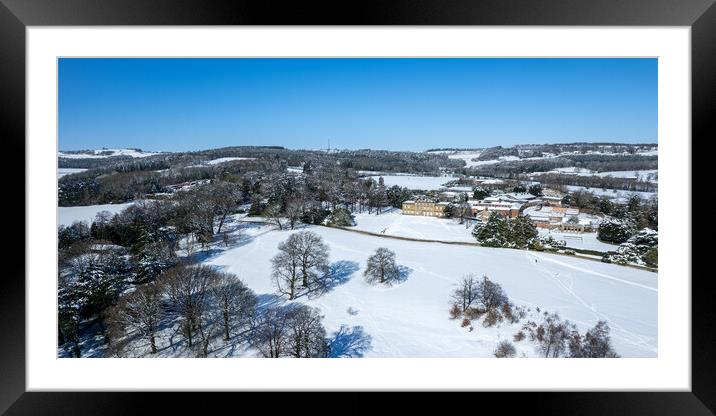 Cannon Hall Snow Framed Mounted Print by Apollo Aerial Photography