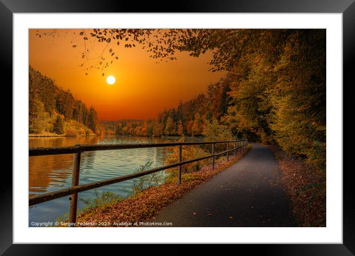 River on a sunset time.  Framed Mounted Print by Sergey Fedoskin