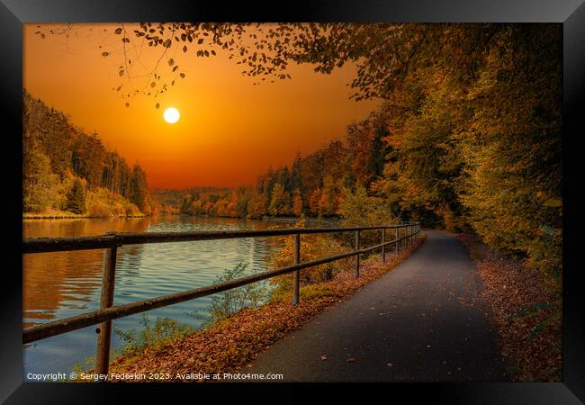 River on a sunset time.  Framed Print by Sergey Fedoskin