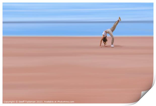 Beach Yoga Print by Geoff Tydeman