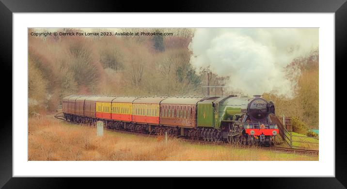 The Flying Scotsman At Bury Lancs Framed Mounted Print by Derrick Fox Lomax