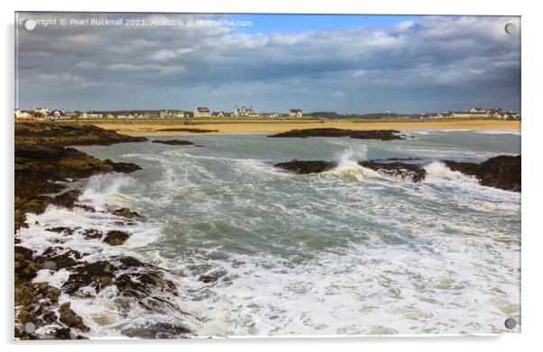 Rough Seas in Trearddur Bay Anglesey Acrylic by Pearl Bucknall