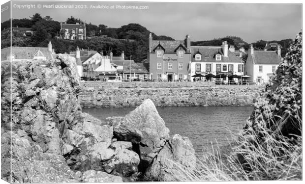 Portpatrick Dumfries and Galloway Black and White Canvas Print by Pearl Bucknall