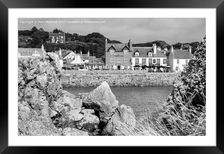 Portpatrick Dumfries and Galloway Black and White Framed Mounted Print by Pearl Bucknall