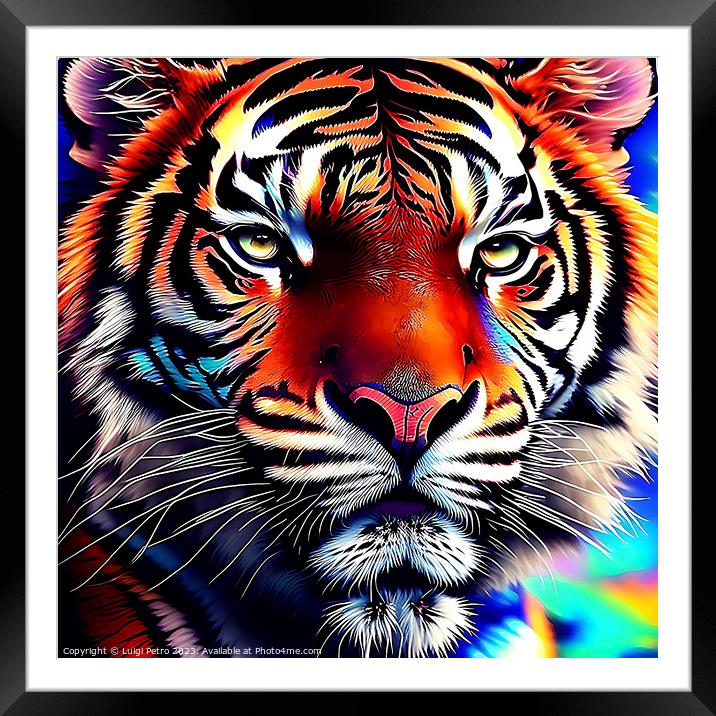 Mesmerizing Tiger Portrait Framed Mounted Print by Luigi Petro