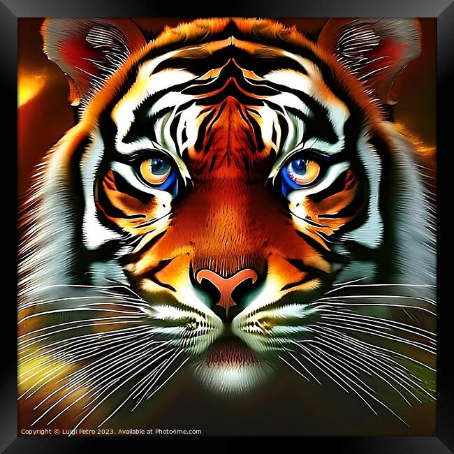 Psychedelic Tiger, close up. Framed Print by Luigi Petro