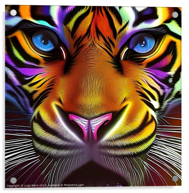 Psychedelic Tiger, close up. Acrylic by Luigi Petro