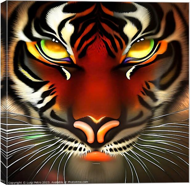 Psychedelic Tiger, close up. Canvas Print by Luigi Petro