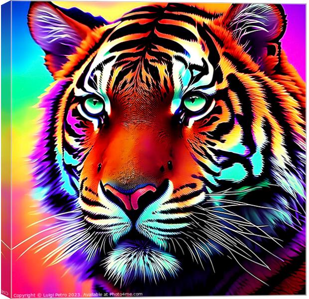 Psychedelic Tiger Face Generative AI Canvas Print by Luigi Petro