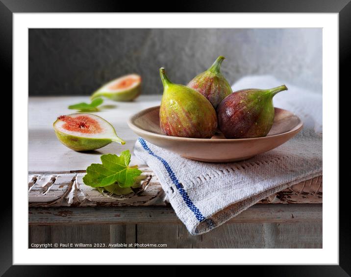 Delicious Ripe Bowl of Fresh Picked Figs with One Cut Open Framed Mounted Print by Paul E Williams