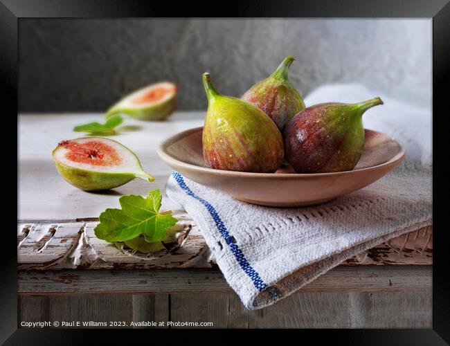 Delicious Ripe Bowl of Fresh Picked Figs with One Cut Open Framed Print by Paul E Williams