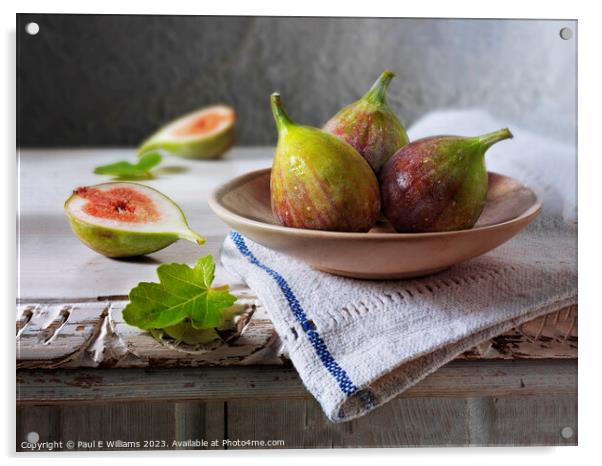 Delicious Ripe Bowl of Fresh Picked Figs with One Cut Open Acrylic by Paul E Williams