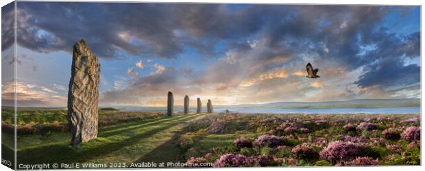 View of the Enigmatic Neolithic Stone Circle of Brodgar, Orkney Canvas Print by Paul E Williams
