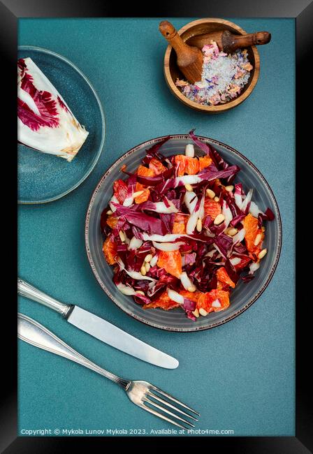 Salad with chicory and orange Framed Print by Mykola Lunov Mykola