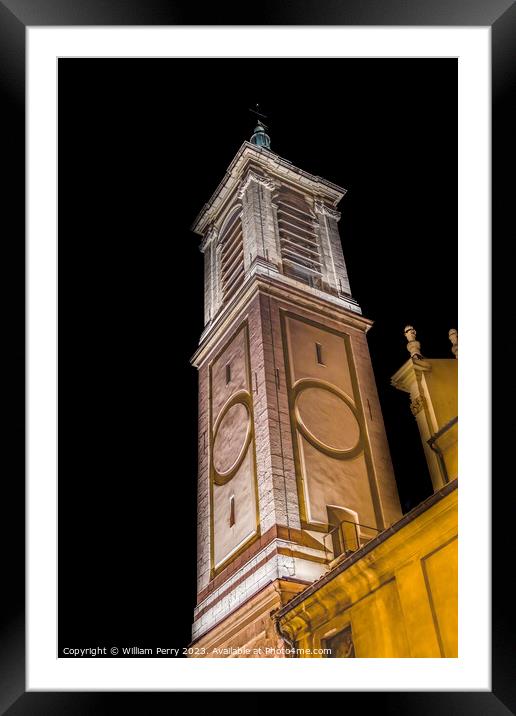 Steeple Outside Cathedral Nice France Framed Mounted Print by William Perry