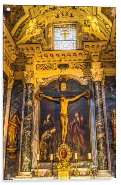 Chapel Lady Seven Sorrows Crucifixion Painting Cathedral Nice Fr Acrylic by William Perry