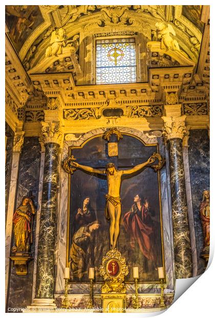 Chapel Lady Seven Sorrows Crucifixion Painting Cathedral Nice Fr Print by William Perry
