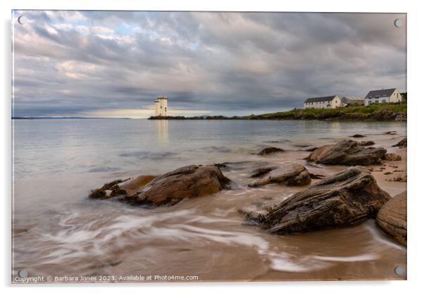 Port Ellen Carraig Fhada Lighthouse Islay Scotland Acrylic by Barbara Jones