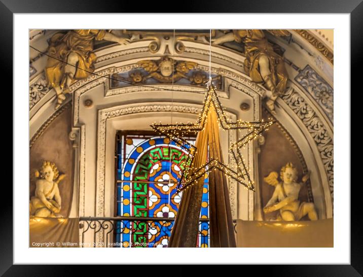 Christmas Star Decoration Angels Basilica Cathedral Nice France Framed Mounted Print by William Perry