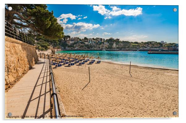 Beach in Porto Cristo on Mallorca Acrylic by Alex Winter
