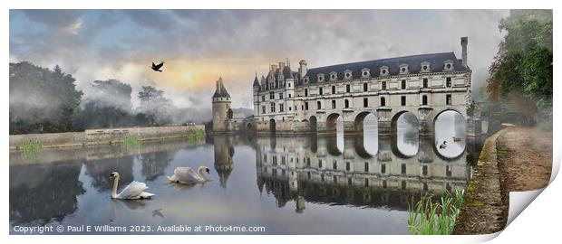 The Beautiful Iconic Chateau de Chenonceau spanning the river Cher  Print by Paul E Williams