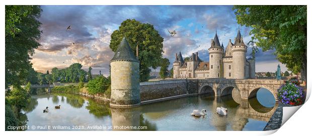 The picturesque Loire Chateau de Sully-sur-Loire France in Sun Print by Paul E Williams