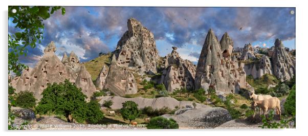 The Spectacular Immense Rock Castle of Uchisar Cappadocia Acrylic by Paul E Williams