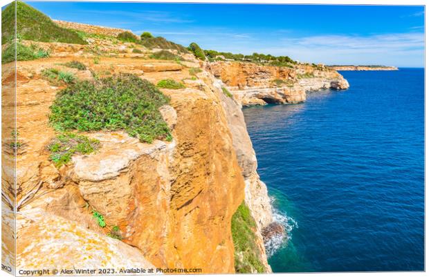 Cliffs at rocky coast on Majorca Canvas Print by Alex Winter
