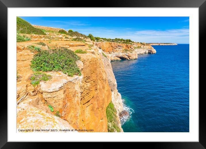 Cliffs at rocky coast on Majorca Framed Mounted Print by Alex Winter
