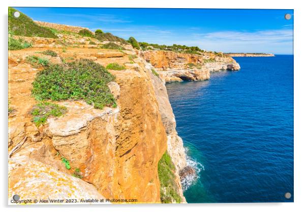 Cliffs at rocky coast on Majorca Acrylic by Alex Winter