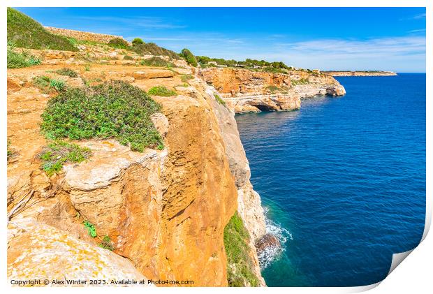Cliffs at rocky coast on Majorca Print by Alex Winter