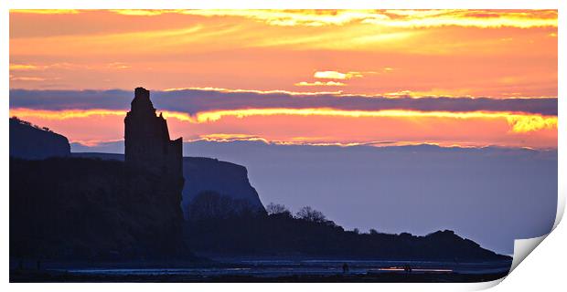 Greenan castle, sunset, colourful sky Print by Allan Durward Photography