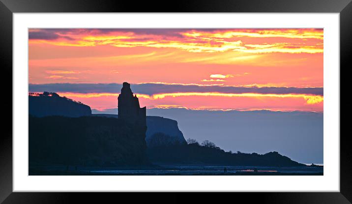 Sunset over Greenan castle, Ayr Framed Mounted Print by Allan Durward Photography