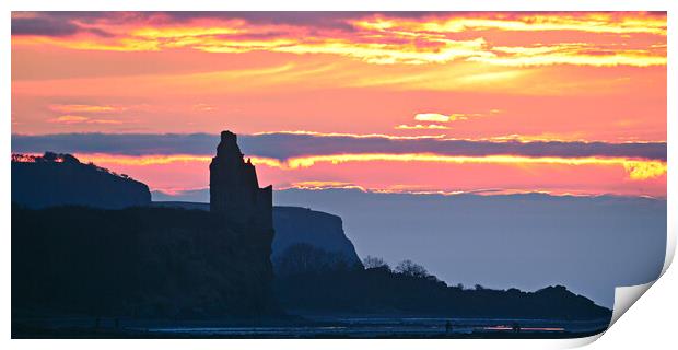 Sunset over Greenan castle, Ayr Print by Allan Durward Photography