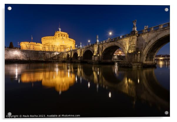 Bridge and castle Sant Angelo Acrylic by Paulo Rocha