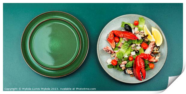 Seafood salad on a plate Print by Mykola Lunov Mykola
