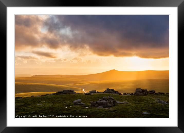 Sunset from Fur Tor, Dartmoor Framed Mounted Print by Justin Foulkes