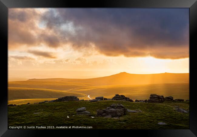 Sunset from Fur Tor, Dartmoor Framed Print by Justin Foulkes