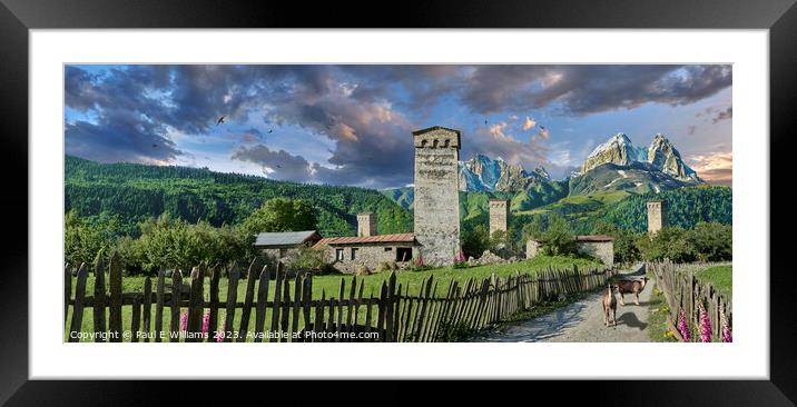 The Enigmatic High Caucasus Svan Tower Houses of Svaneti Framed Mounted Print by Paul E Williams
