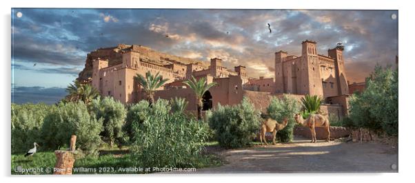 Enigmatic Beautiful Moorish Palaces & Walls of Ait Ben Haddou Acrylic by Paul E Williams