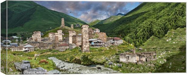 The Enigmatic High Caucasus Svan Tower Houses of Svaneti Canvas Print by Paul E Williams