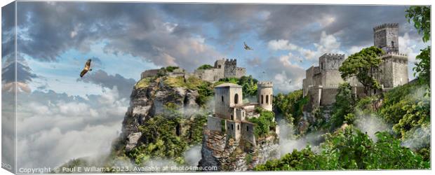 Impressive Beautiful Hill Top Sicilian Castles of Erice Sicily Canvas Print by Paul E Williams