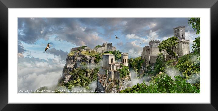 Impressive Beautiful Hill Top Sicilian Castles of Erice Sicily Framed Mounted Print by Paul E Williams