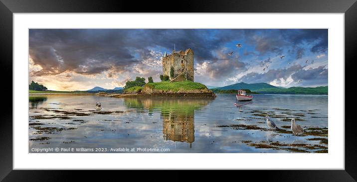 The Picturesque Scottish Stalker Castle on it Loch Island Framed Mounted Print by Paul E Williams