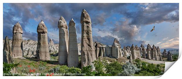 Spectacular Cappadocia Fairy Chimney Rock Formations in Summer Print by Paul E Williams